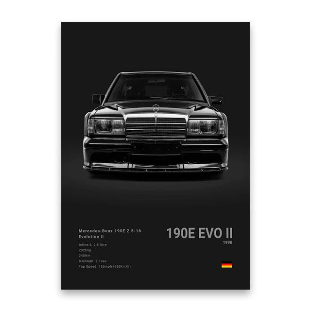 Famous Cars M5 918 GT3 G63 STO SLS Canvas Wall Art Poster