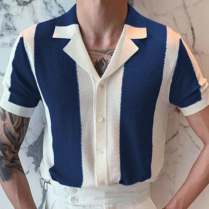 Luxury Men's Striped Contrast Knit Shirt