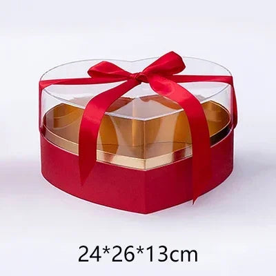 Heart Shaped Flower Box Square Acrylic Gift Box With Ribbon Rose Flower Packaging Boxes For Gift Wrapping Flower Arrangement