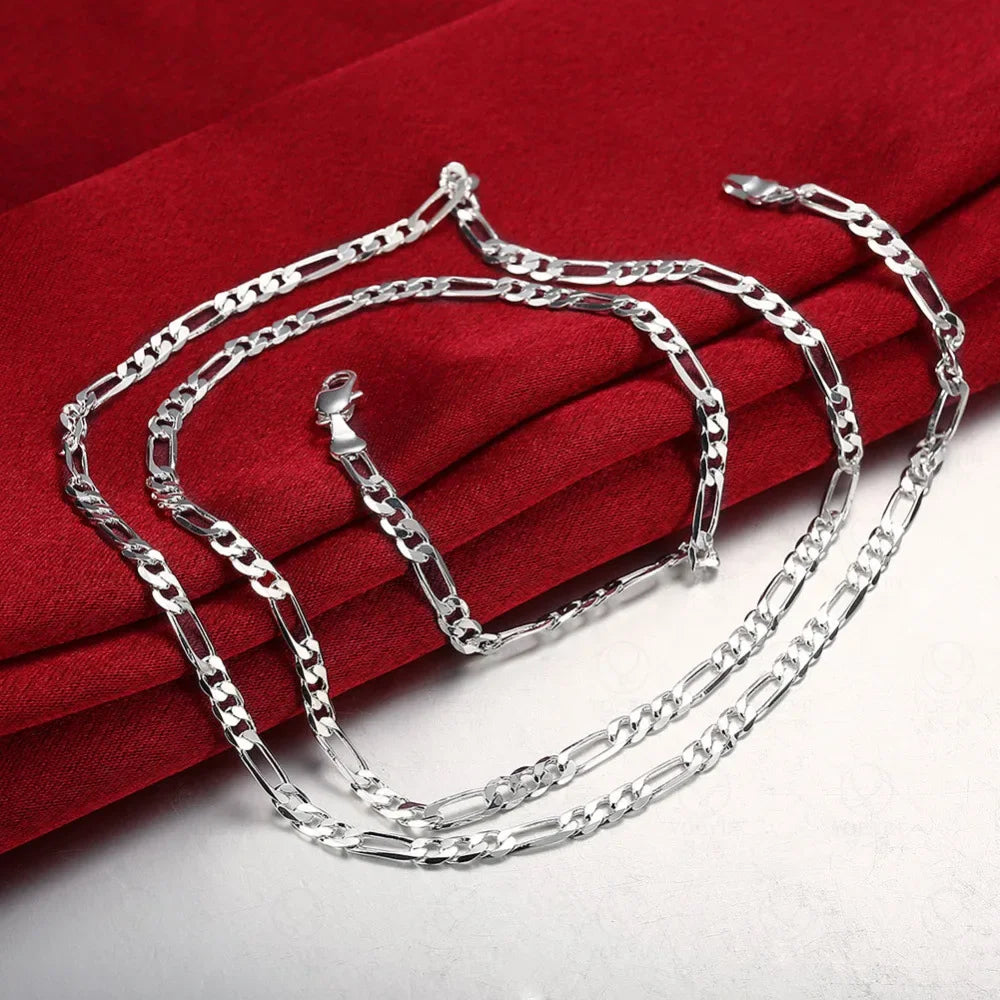 925 Silver 4mm Figaro Chain Men