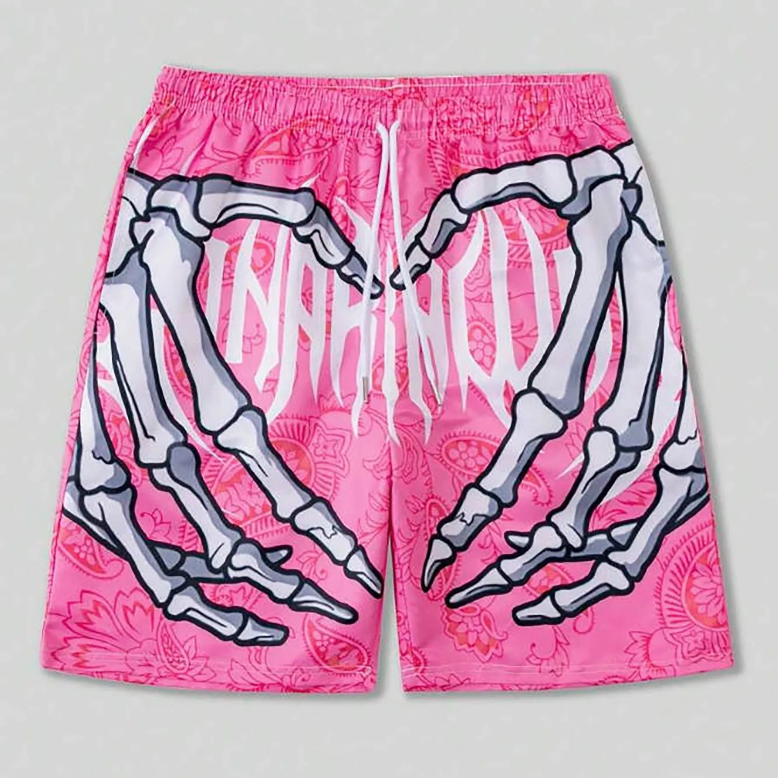 Men's Elastic Waist Handprint Beach Shorts