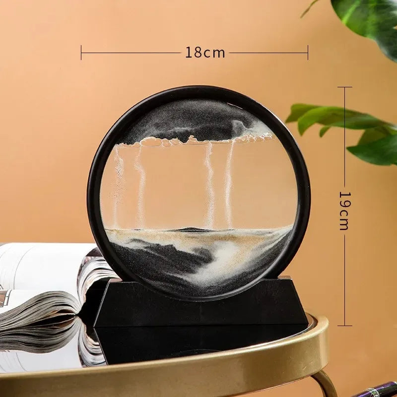 3D Hourglass Quicksand Moving Sand Art Picture Round