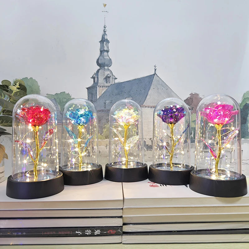 LED Light Foil Rose Night Lamp Gift for Girlfriend Eternal Wedding Decor