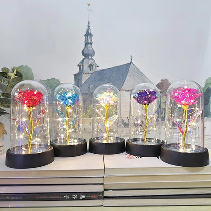 LED Light Foil Rose Night Lamp Gift for Girlfriend Eternal Wedding Decor