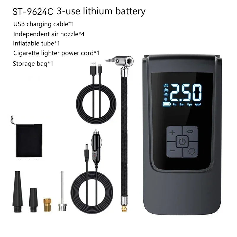 Car Air Pump Portable Air Compressor Electric Tire Inflator with LCD Digital Display for Car Motorcycles Bicycle Ball