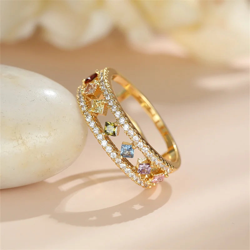 Vintage Rainbow Crystal Ring