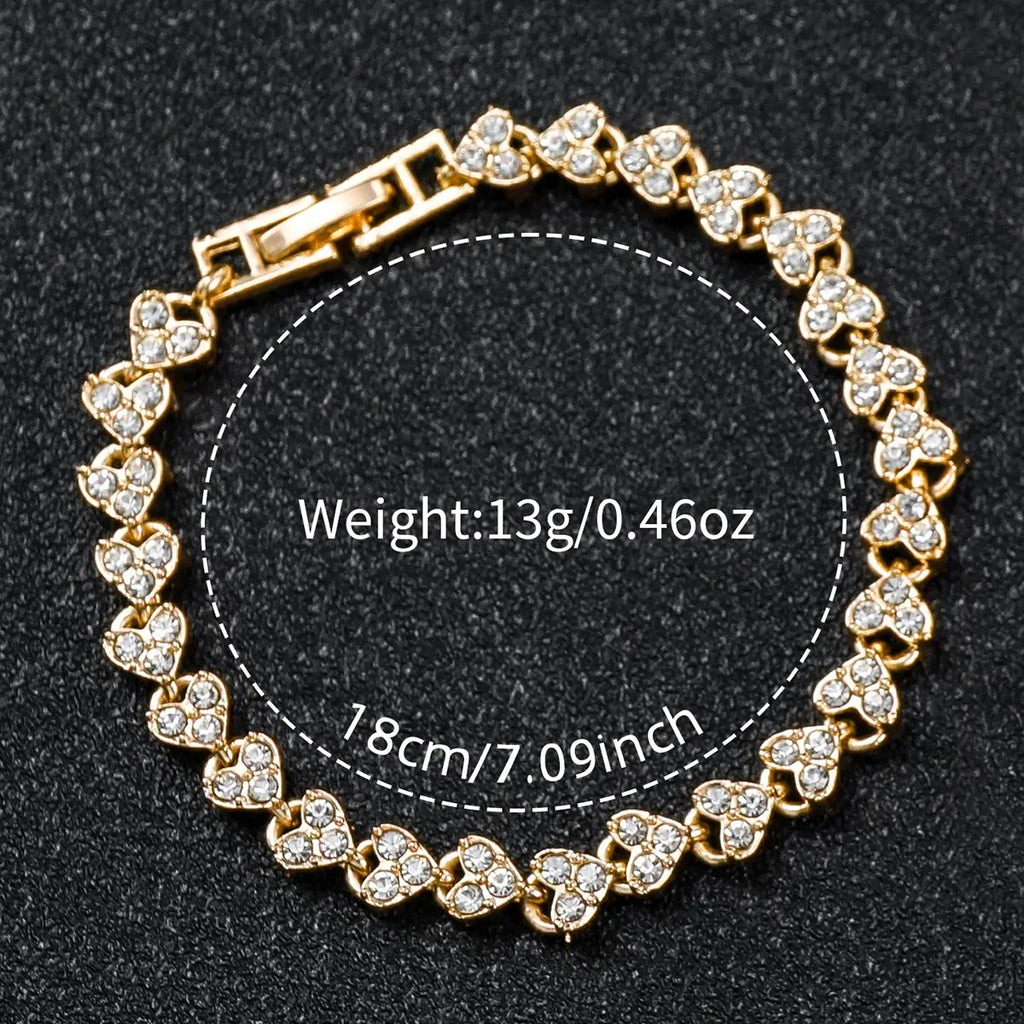 Women Stainless Steel Gold Color Quartz Watch & Diamond Bracelet