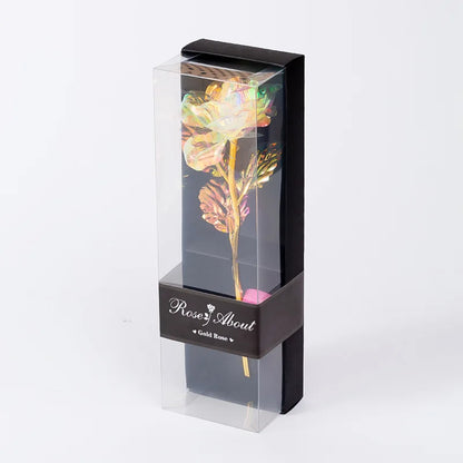 Valentine's Day Gift for Girlfriend Eternal Flower Colorful Foil Rose Flower in Box Artificial Flower